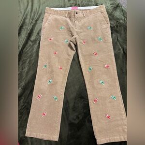Christmas Embroidered Corduroy Pants